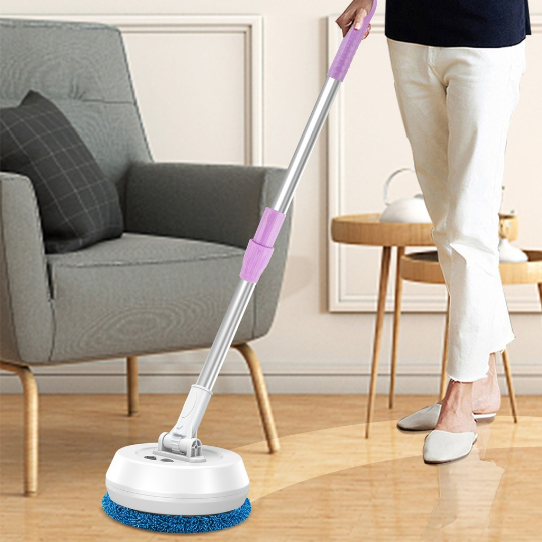 Electric Cleaning Mop with Extendable Handle and Rotating Head
