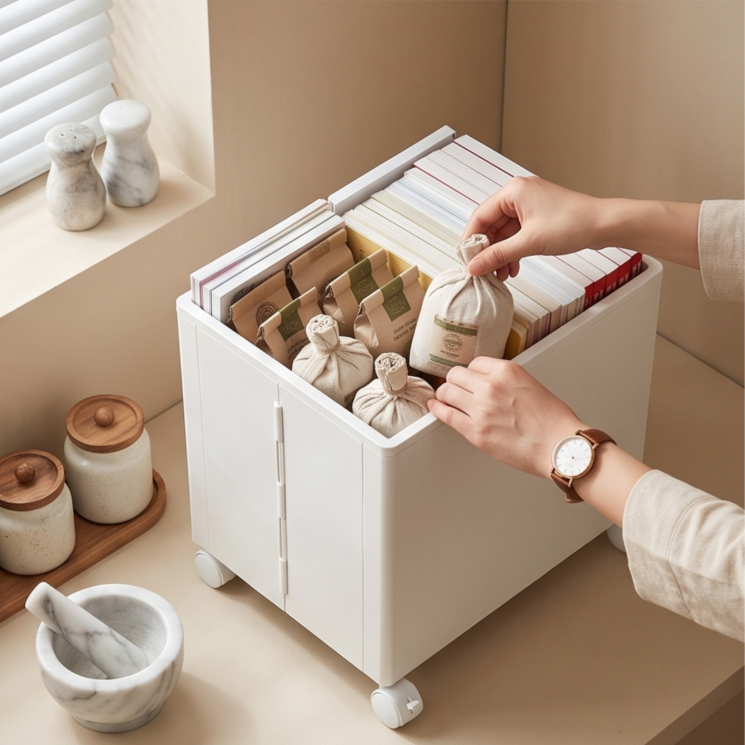 Foldable Rolling Storage Cart With Transparent Lid & Wheels