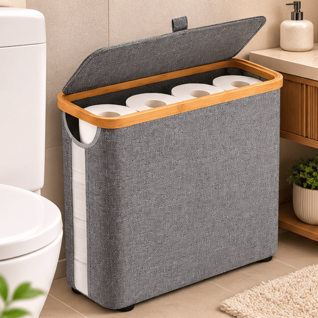 Multipurpose Waterproof Toilet Paper Organizer Basket with Lid