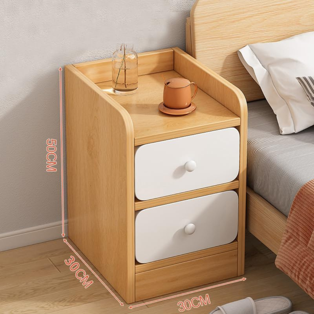 Modern Wooden Bedside Table with Drawer Open Storage Shelf