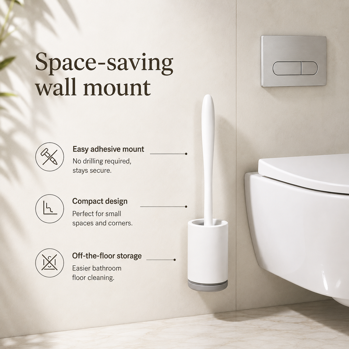 Wall Mounted Silicone Toilet Long Handle Cleaning Brush Set