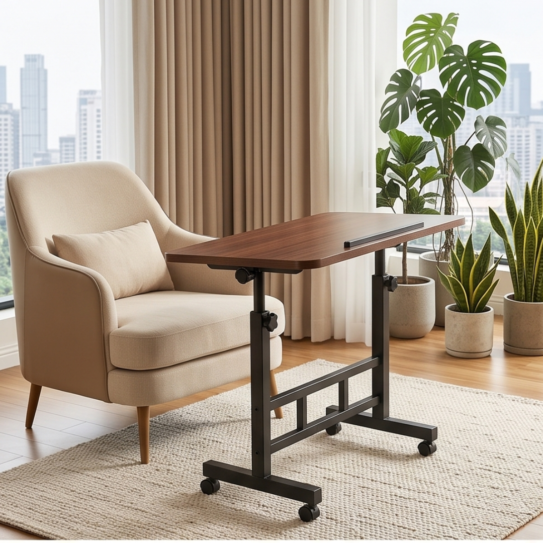 Multi-Use Height Adjustable Rolling Laptop Table with Wheels