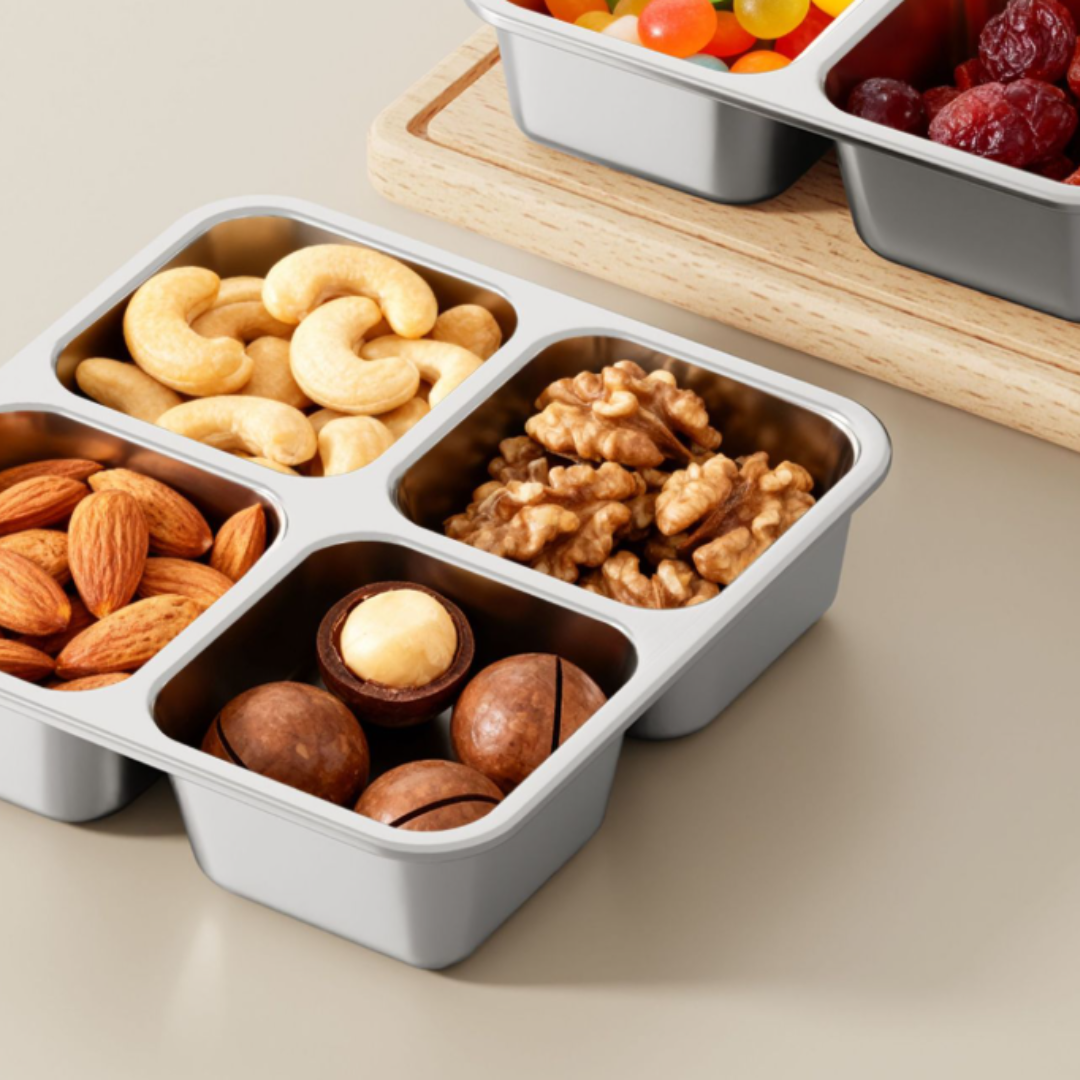 Stainless Steel 4 Compartment Airtight Lunch Box - 720ML