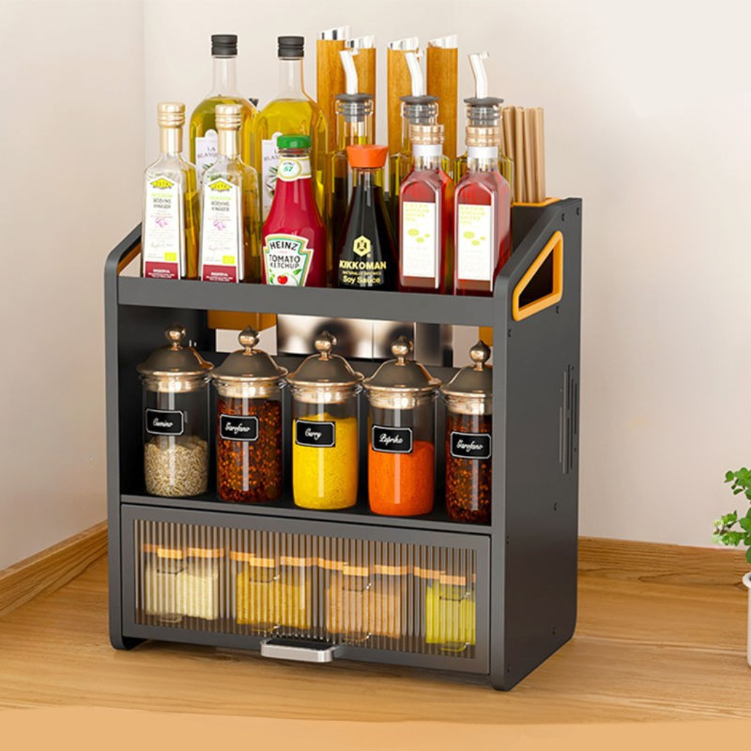 Wooden Kitchen Storage Cabinet with Magnetic Dustproof Cabinet Door