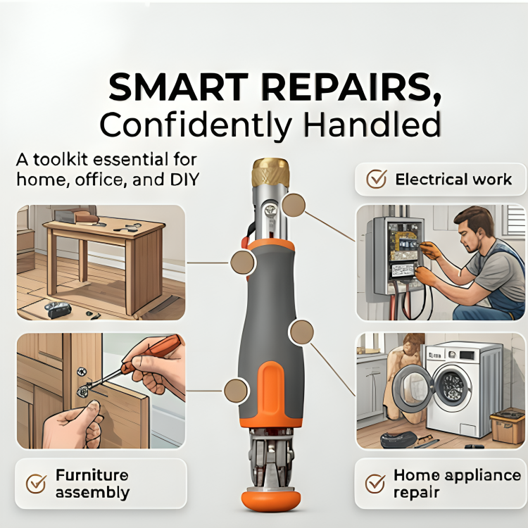 80° Multi Angle Ratchet Screwdriver Set with Hidden Bits