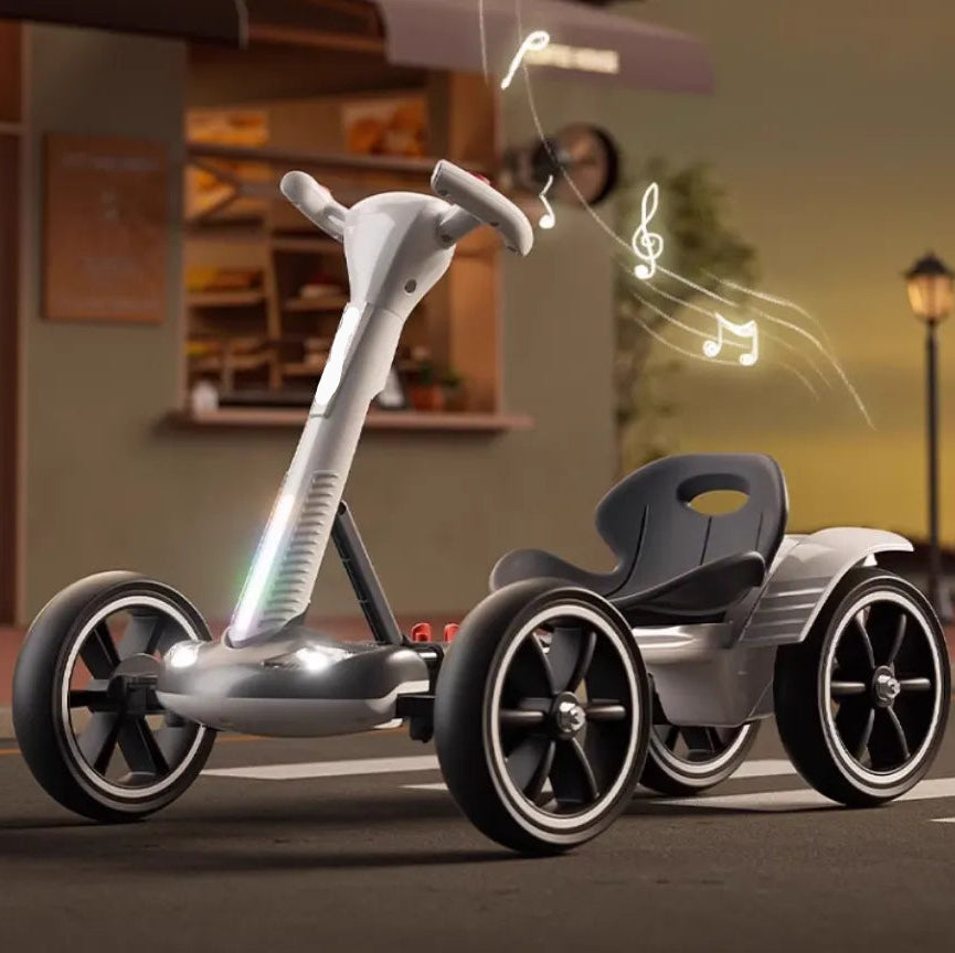 HOMERO  Electric Ride-On Go Kart Folding Kids with Adjustable Seat and LED Lights