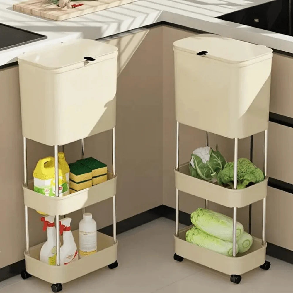 Multi Layer Dry Wet Separation Storage Cart with Wheels