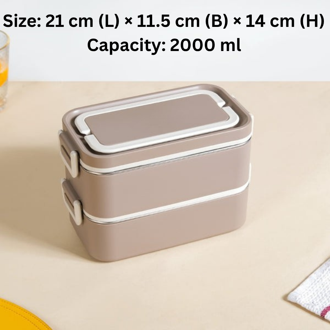 HOMERO Premium Double Layer Insulated Lunch Box - 2000 ml