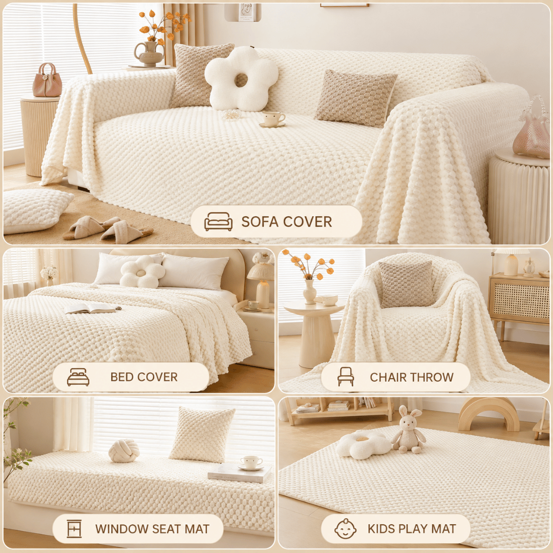 Luxury Honeycomb Plush Chenille Fabric Sofa Cover