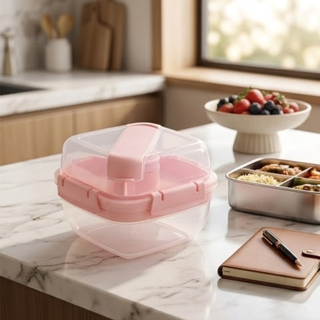 Double Layer Fruit Salad Lunch Box with Leakproof Compartments
