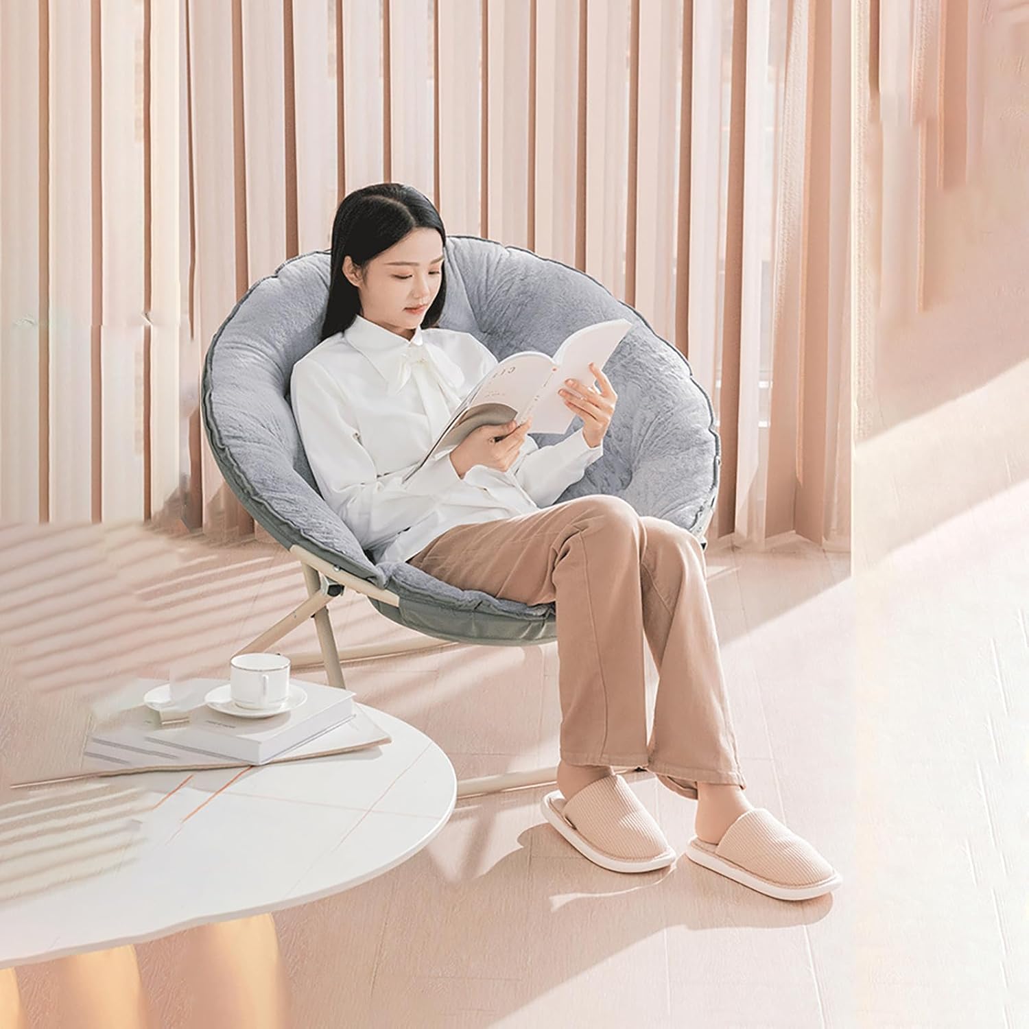 Soft Cushioned Foldable Oversized Moon Saucer Chair