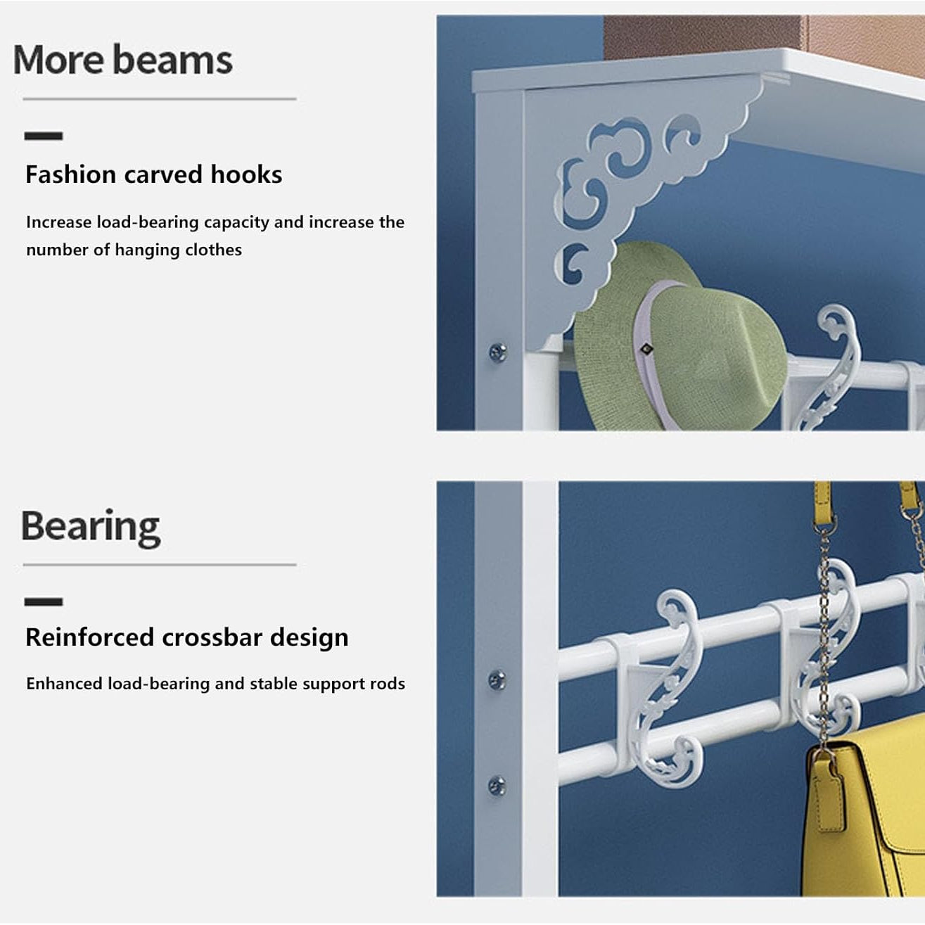 4 in 1 Entryway Coat Rack with Shoe Bench Storage Shelves and Removable Hooks