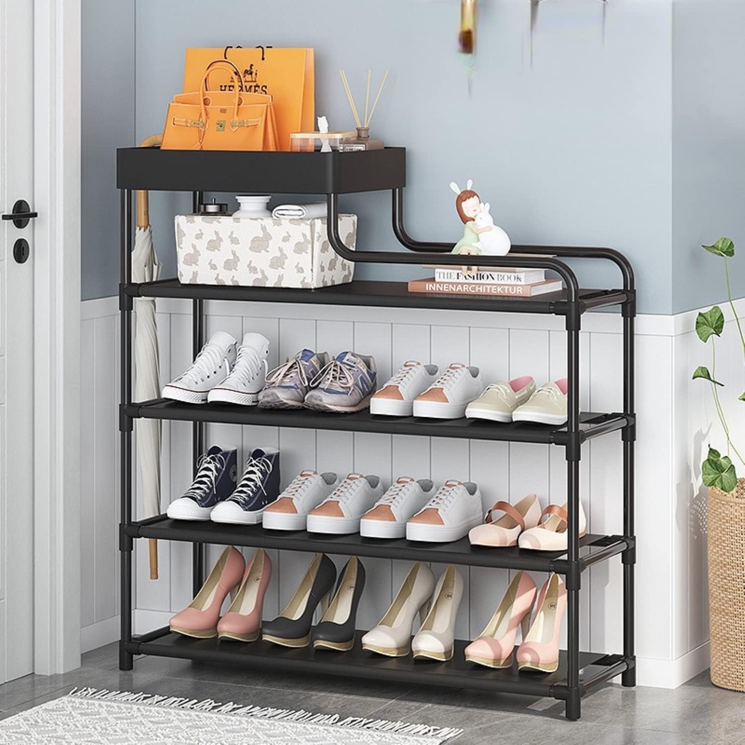 5 Layer Multipurpose Metal Shelving Cabinet Shoe Storage  Rack Organizer