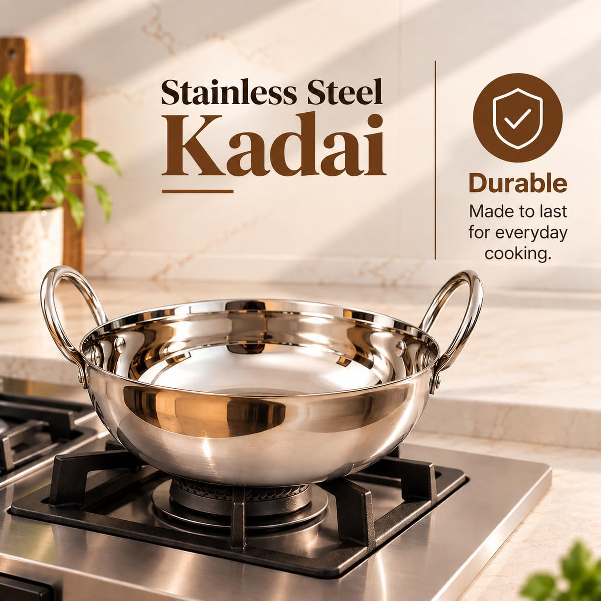 Premium Stainless Steel Mirror Finish Deep Kadhai