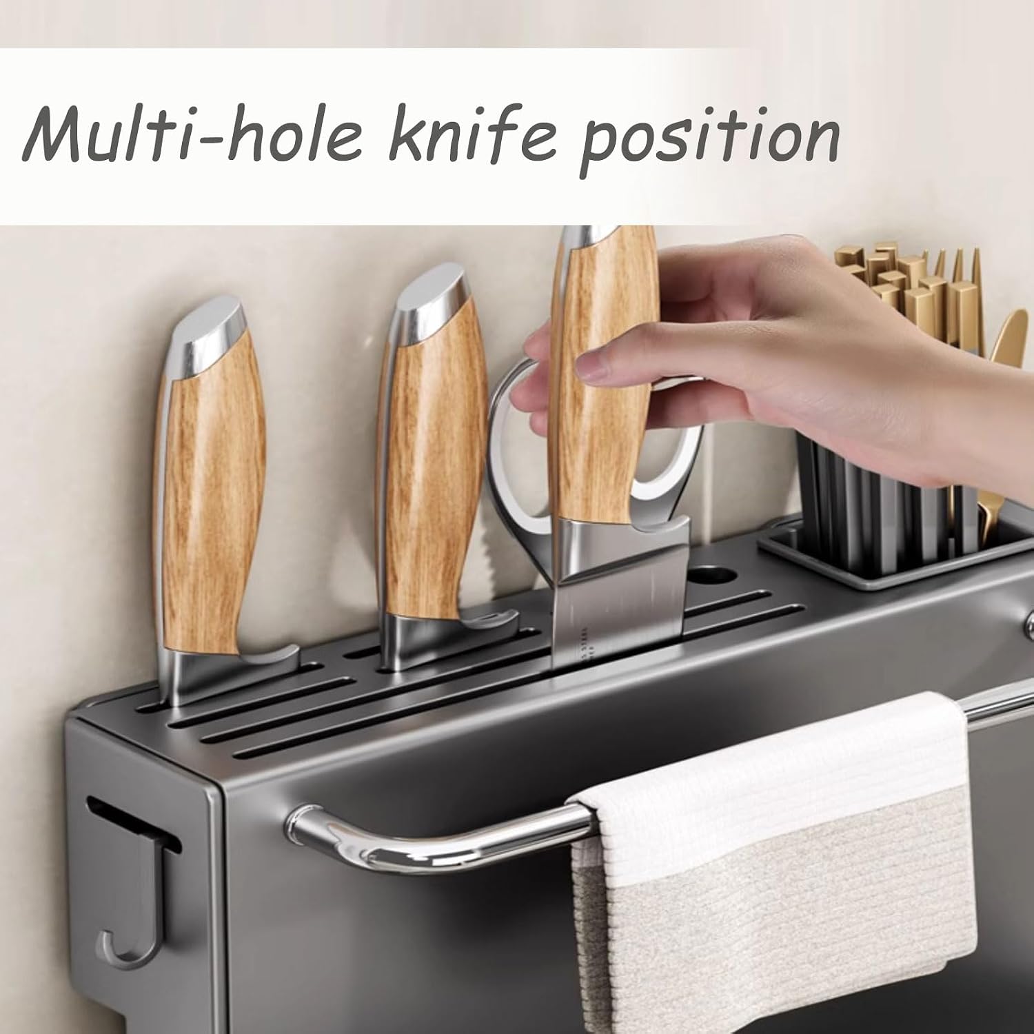 Multifunctional Wall Mounted Kitchen Organizer with Knife Holde