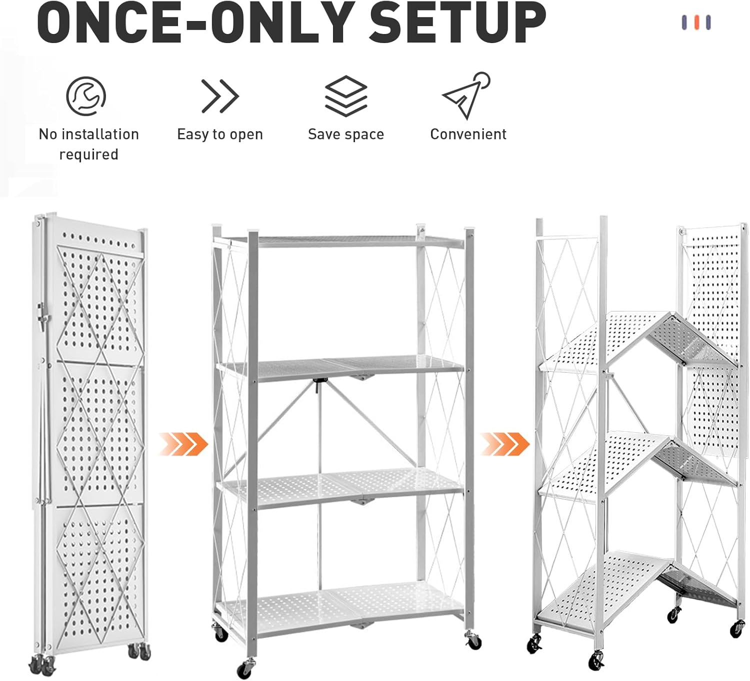 Multi-Use Heavy Duty Foldable Storage Shelf with Wheels