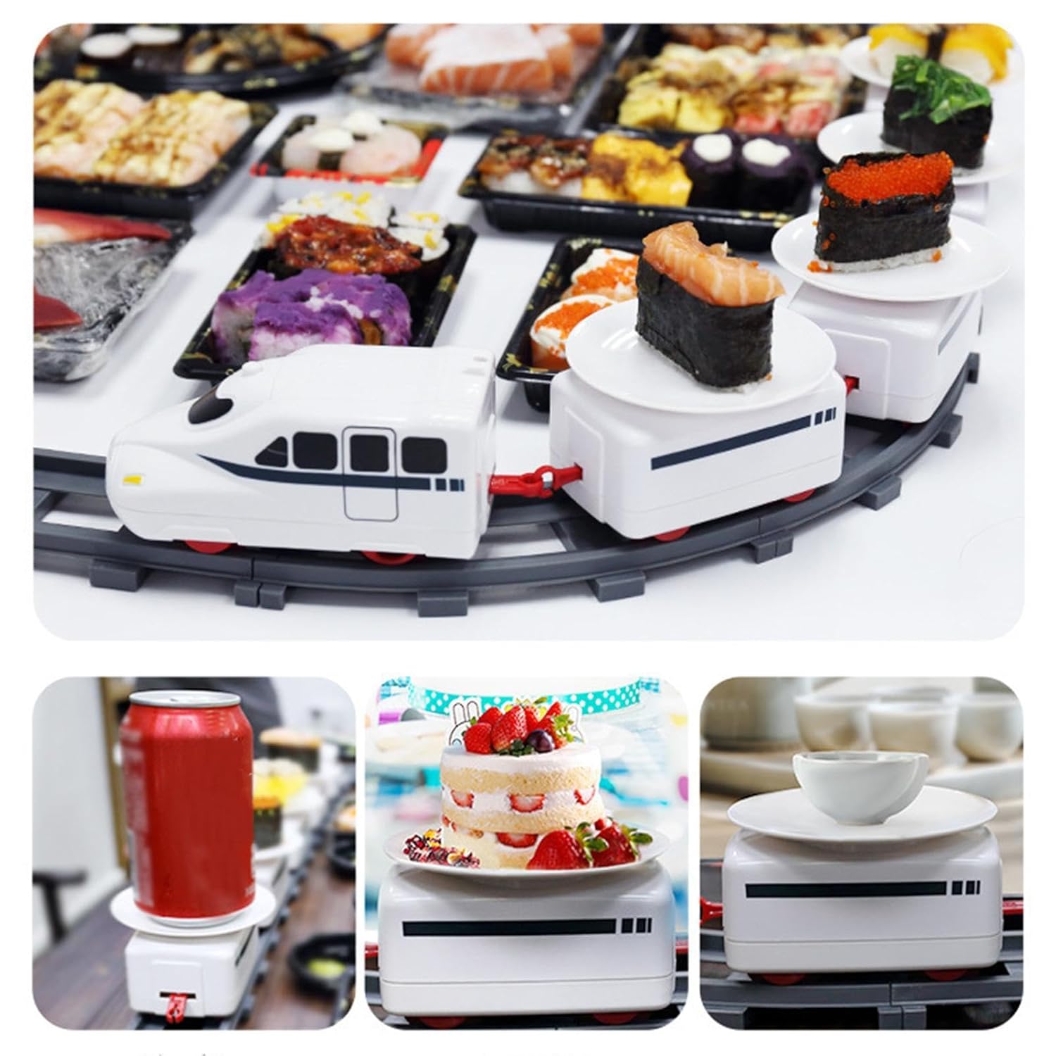 Rotating Electric Conveyor Track Train Serving Set - 17 Piece Set