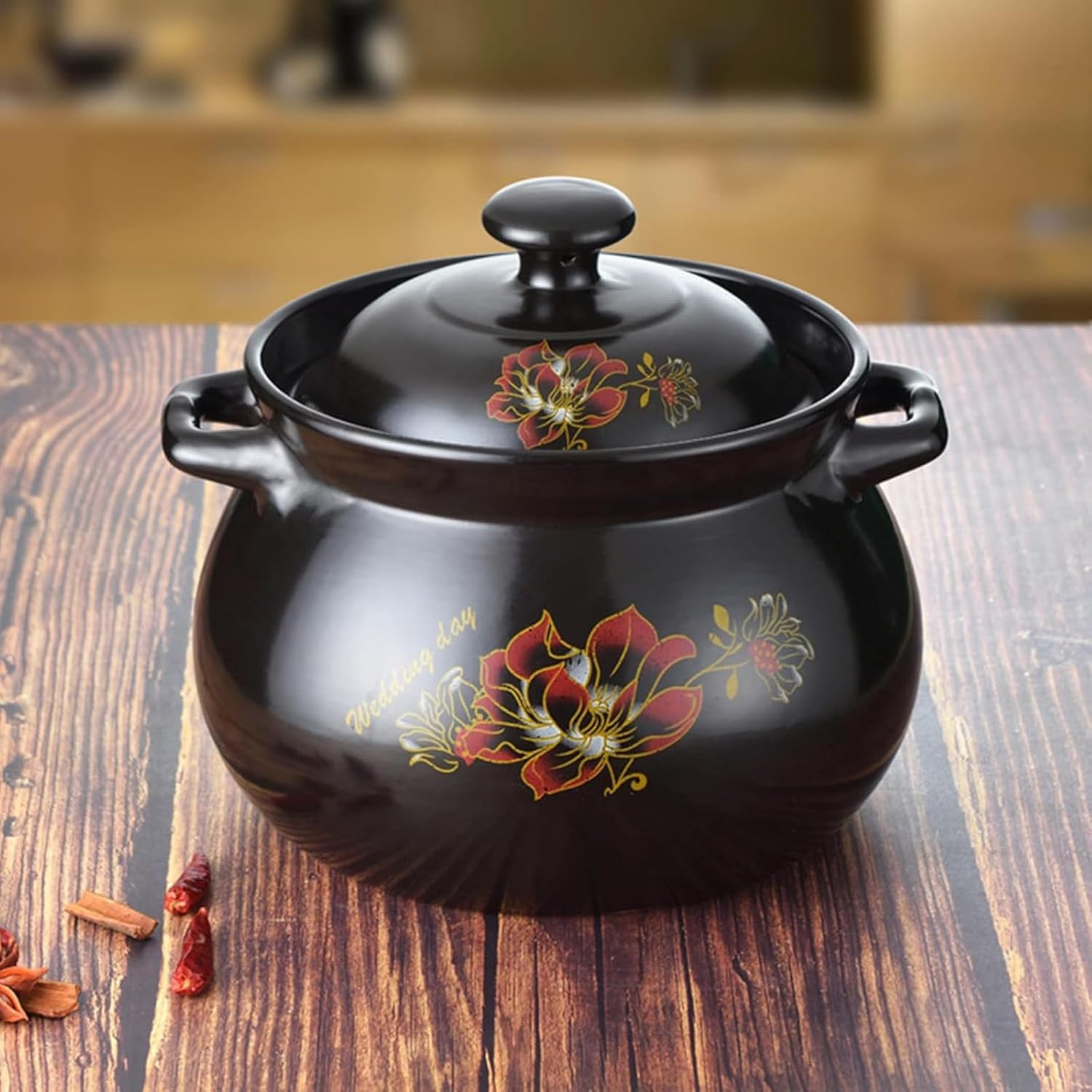 Ceramic Casserole Pot – Round Stoneware with Dual Handles