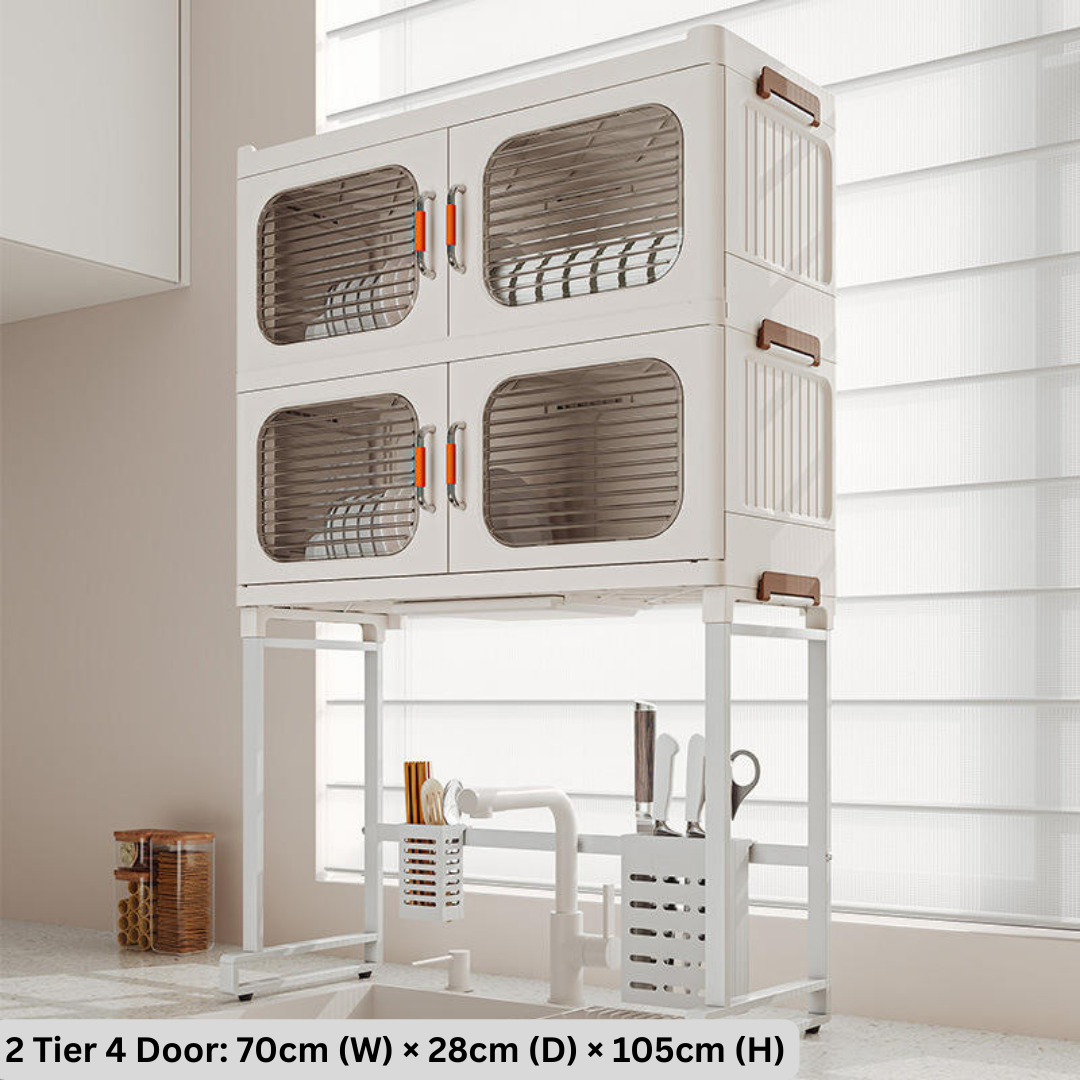 HOMERO Modern Kitchen Dish Drying Storage Shelf with Doors