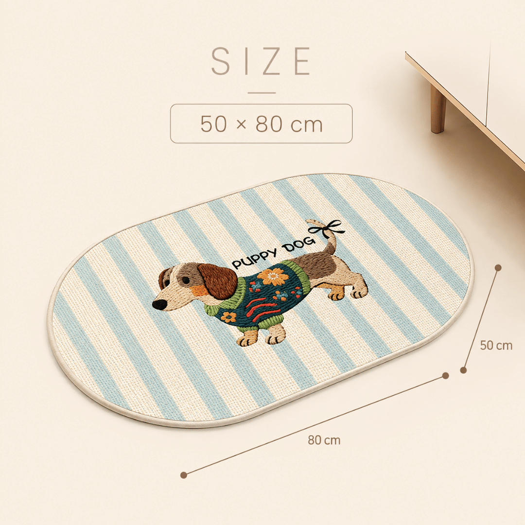 Homero Cute Puppy Linen Absorbent Anti-Slip Floor Mat - 50x80cm