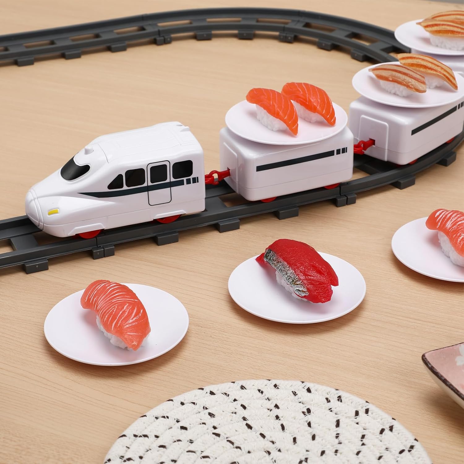 Rotating Electric Conveyor Track Train Serving Set - 17 Piece Set