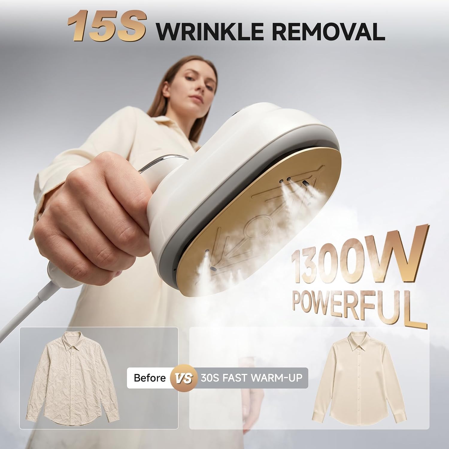 6 In 1 Portable Clothes Steamer with LED Touch Screen (1300W Fast Heating 160ML Capacity)