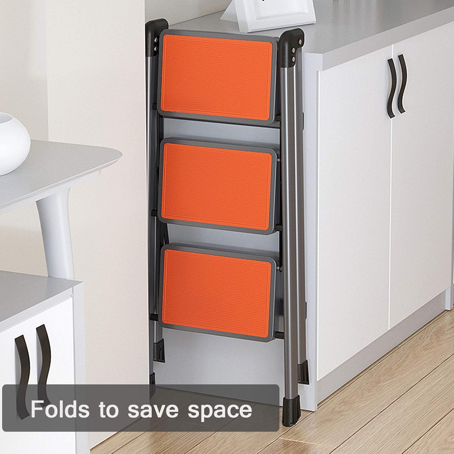 HOMERO Heavy-Duty 3 Step Anti-Slip Wide Pedal Folding Step Ladder