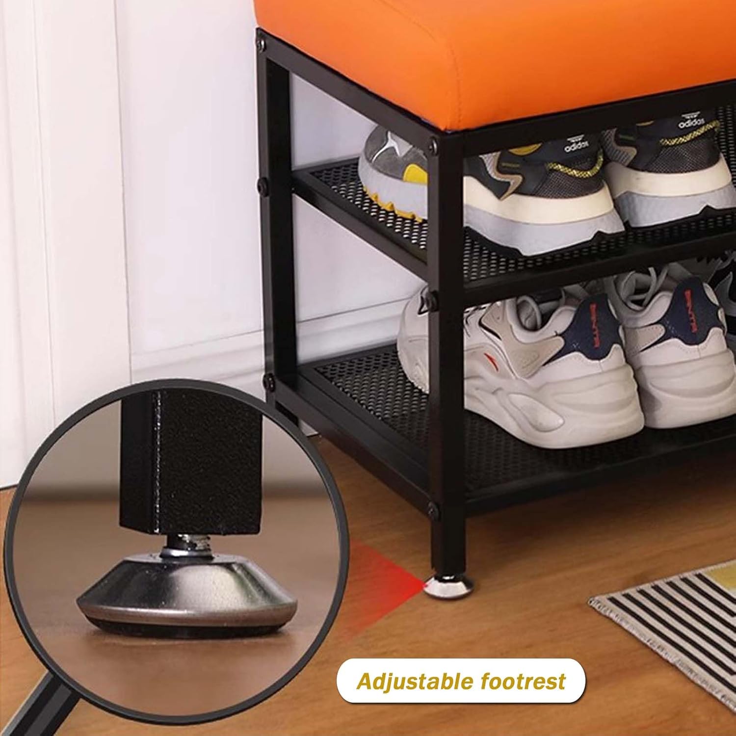Multipurpose Metal Shoe Bench with Microfiber Leather Seat