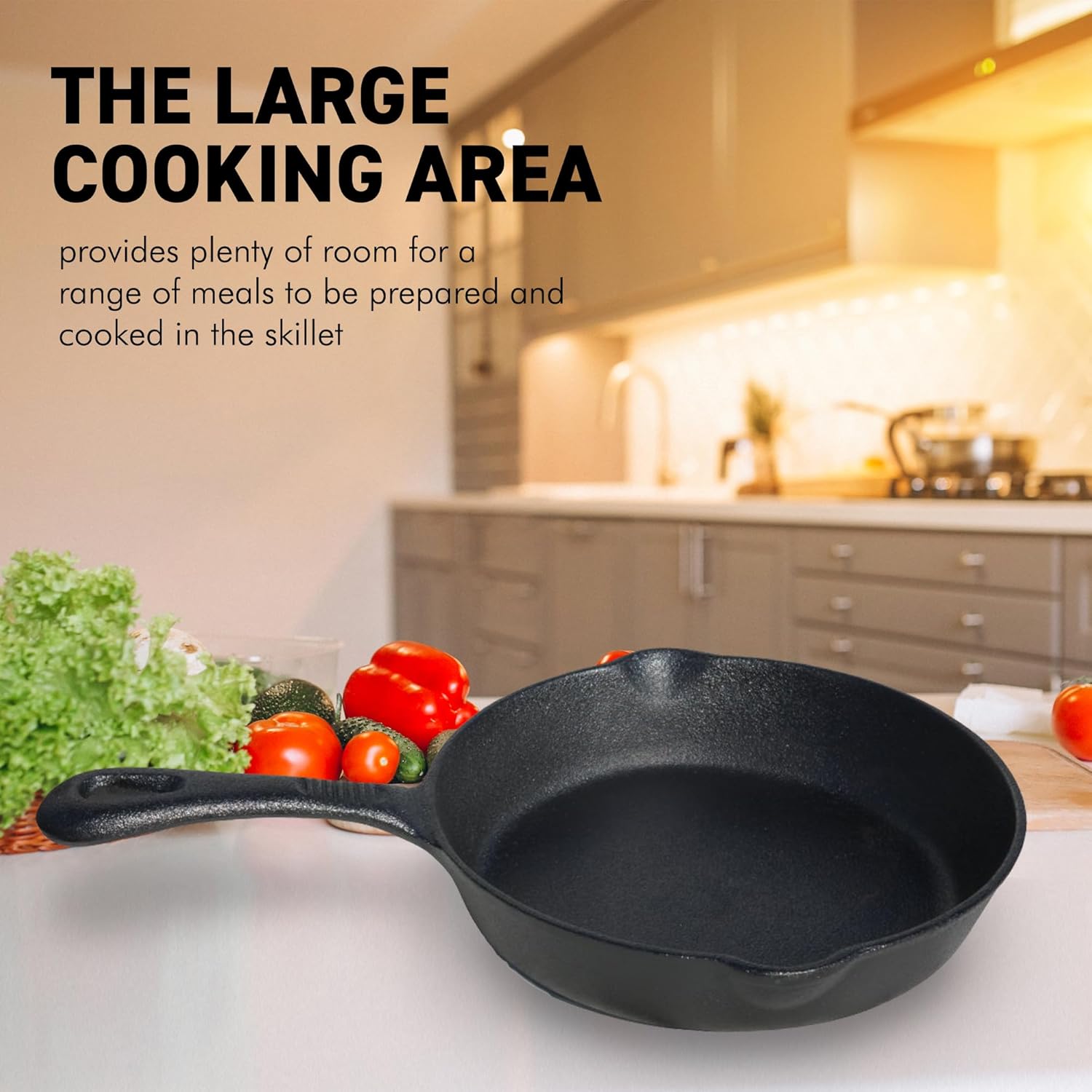 HOMERO Cast Iron Frying Pan with Natural Non-Stick Finish 25cm