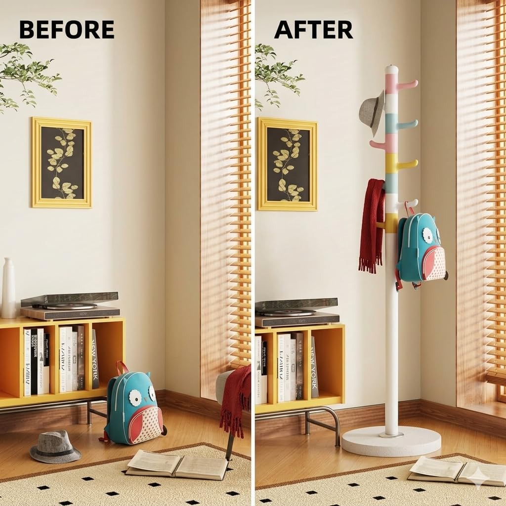 Modern Heavy Duty Freestanding Multi Hook Hanging Stand Organizer