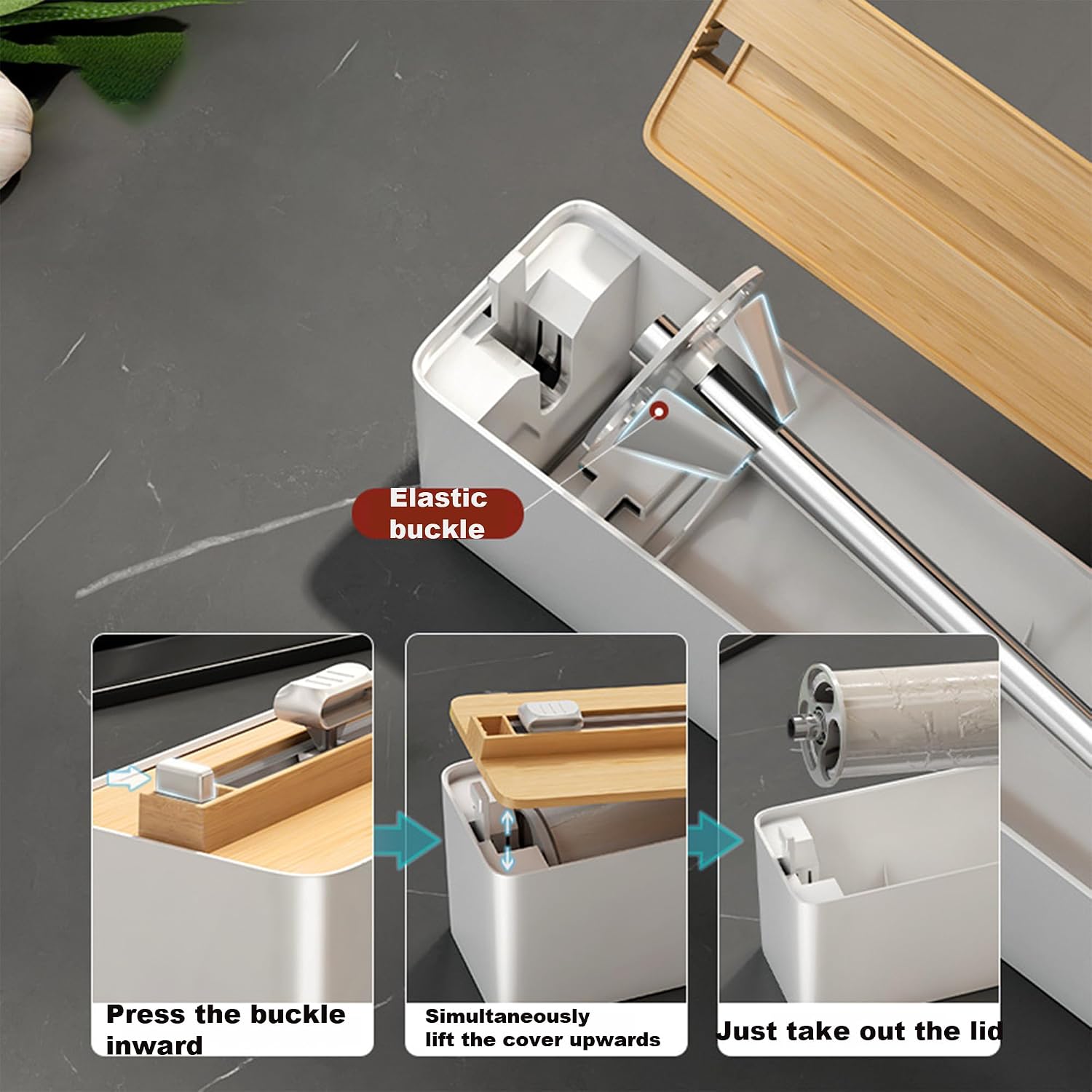 Refillable Plastic Wrap Dispenser With Two Way Sliding Cutter