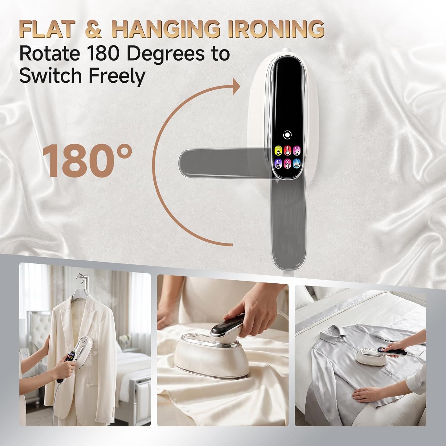 6 In 1 Portable Clothes Steamer with LED Touch Screen (1300W Fast Heating 160ML Capacity)