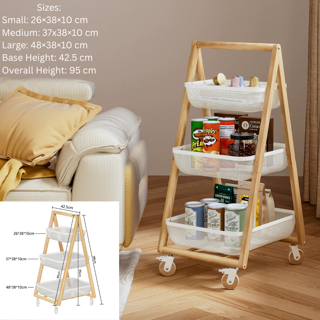 HOMERO Multi-Layer Storage Trolley with Smooth Wheels