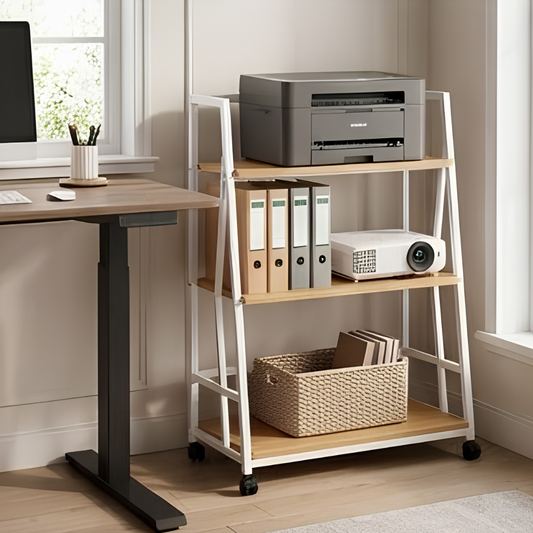 Multi-Purpose Wooden Storage Cabinet with 360° Universal Wheels