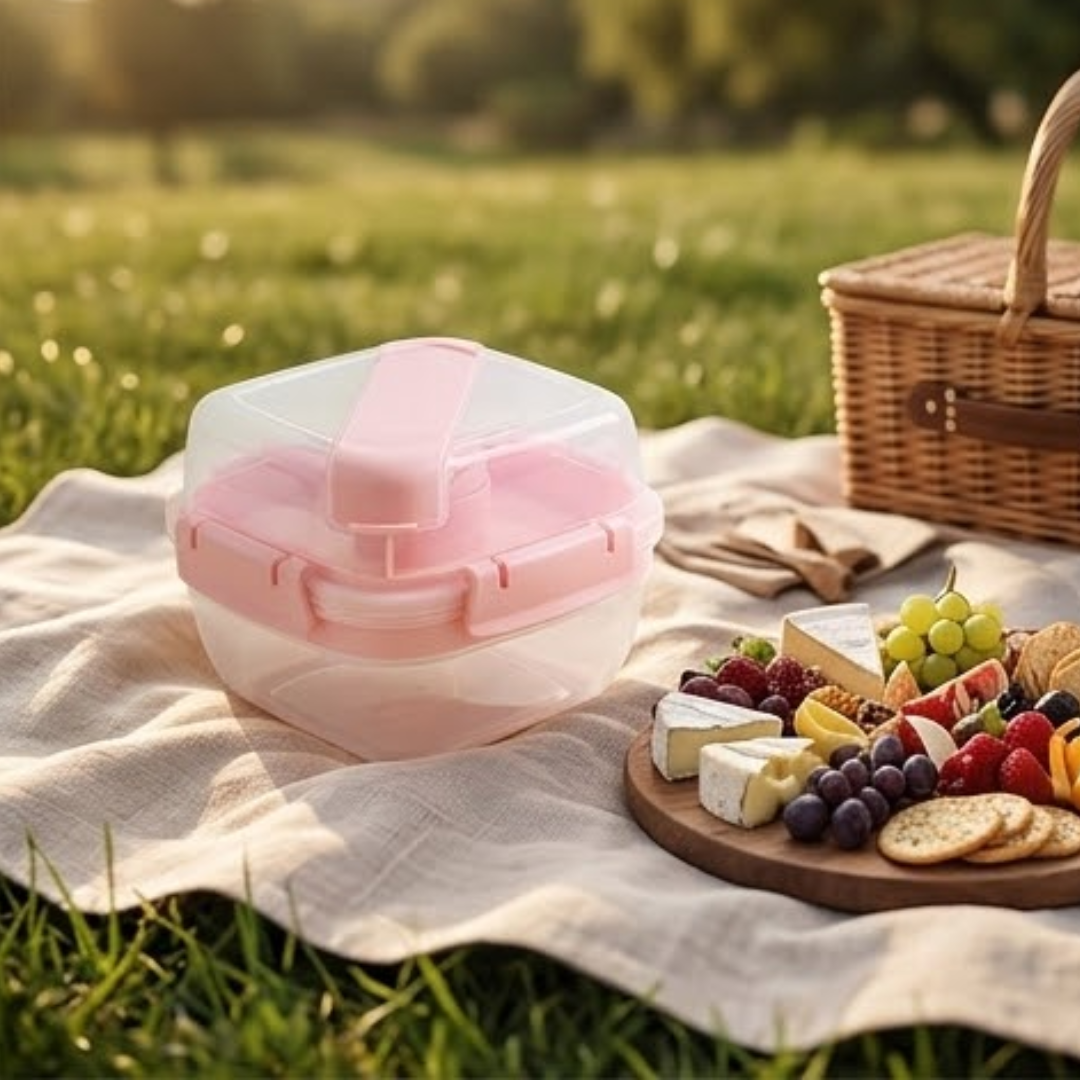 Double Layer Fruit Salad Lunch Box with Leakproof Compartments