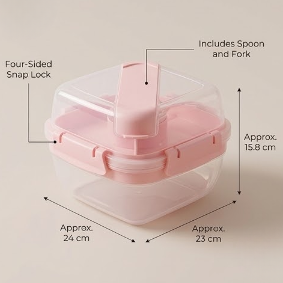 Double Layer Fruit Salad Lunch Box with Leakproof Compartments