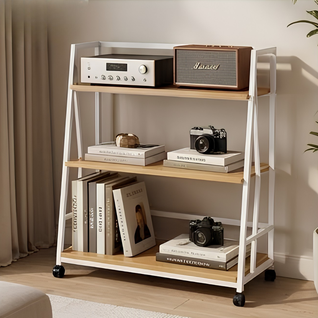 Multi-Purpose Wooden Storage Cabinet with 360° Universal Wheels