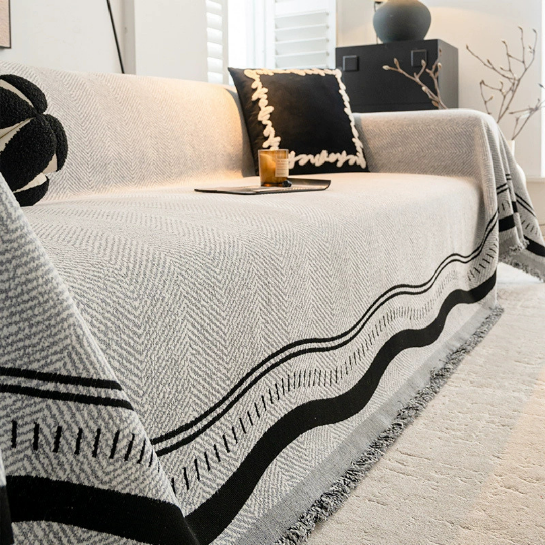 Elegant Reversible Chenille Fabric Soft Sofa Throw Cover