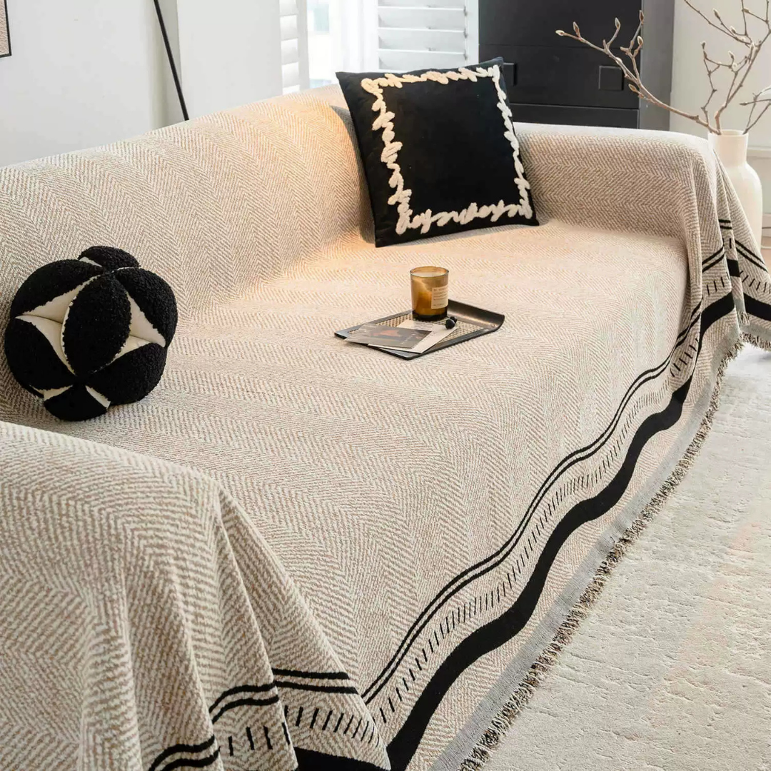 Elegant Reversible Chenille Fabric Soft Sofa Throw Cover