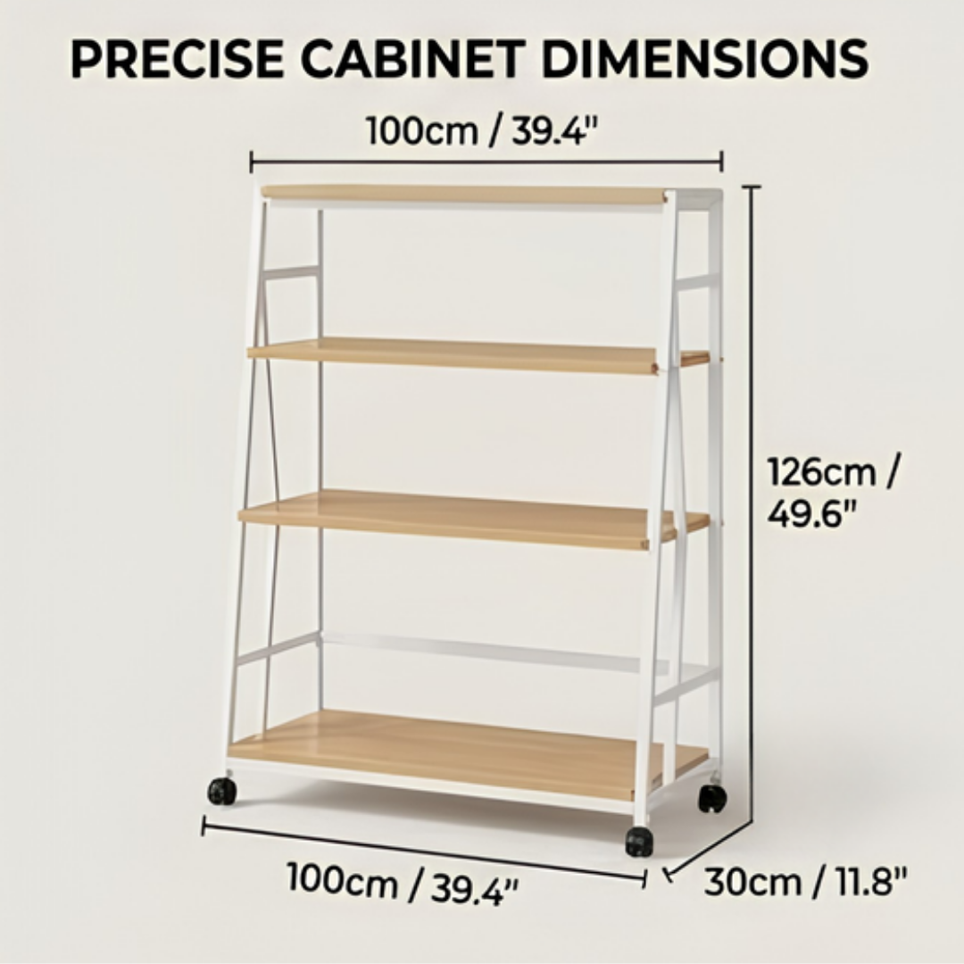 Multi-Purpose Wooden Storage Cabinet with 360° Universal Wheels