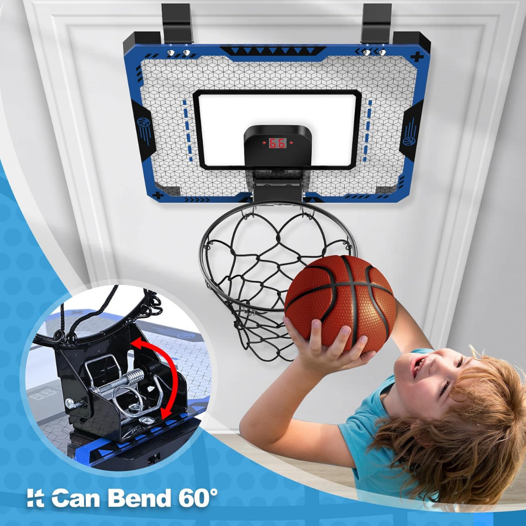 HOMERO Mini Indoor Door Mount Basketball Hoop Set with Electronic Scoreboard