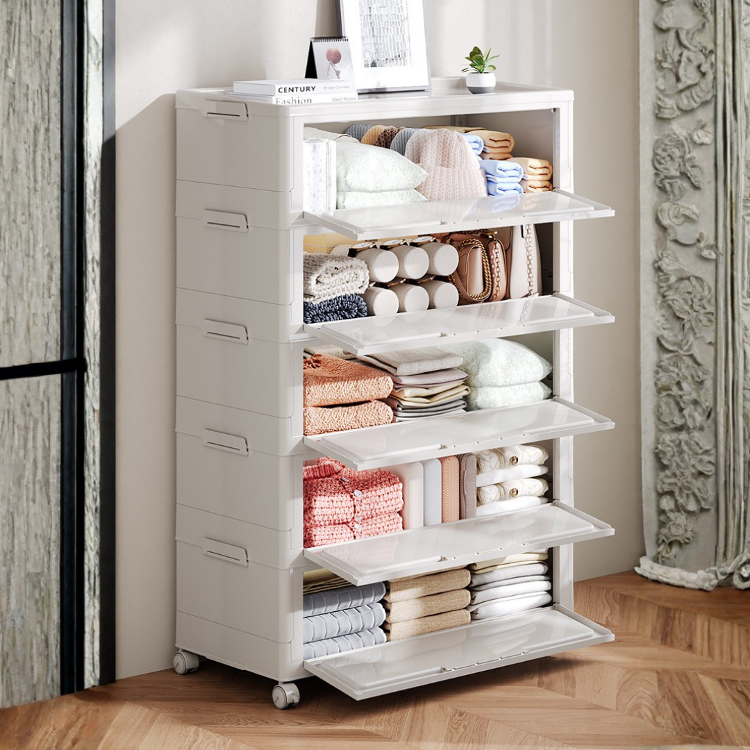 HOMERO Multi-Use Magnetic Door Design Large Capacity Storage Cabinet with Omnidirectional Wheels