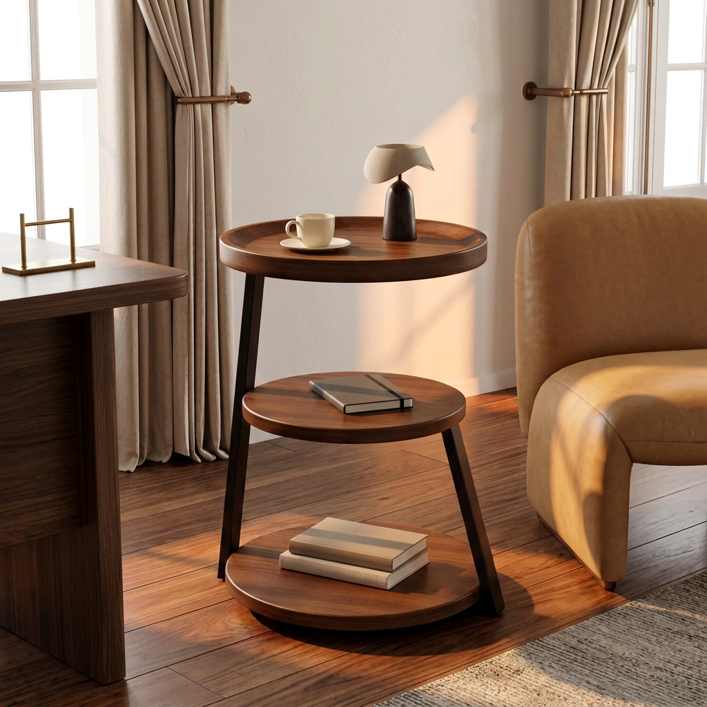 HOMERO Sepia Circular Reclaimed Classic Wood Table