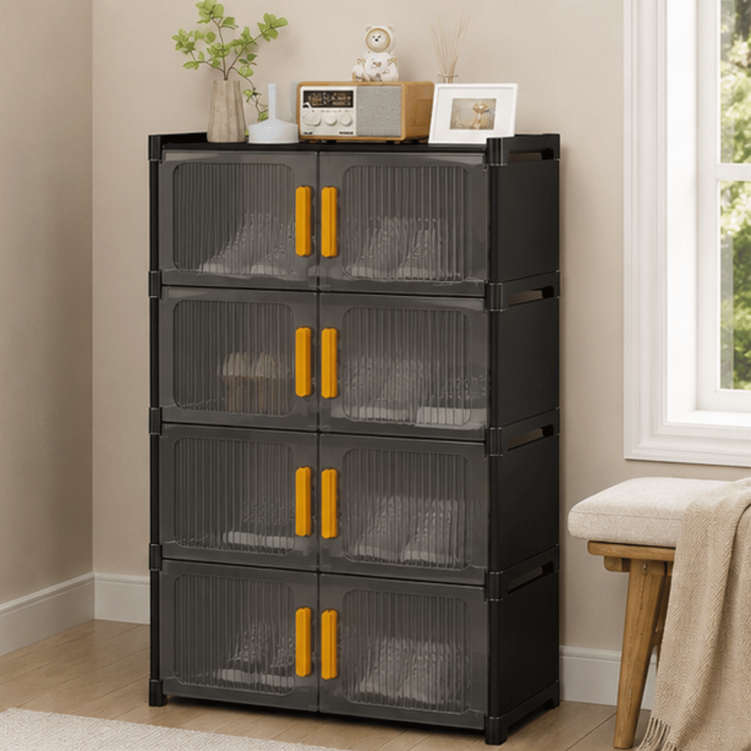 Modern Four Layer Double Door Shoe Storage Cabinet