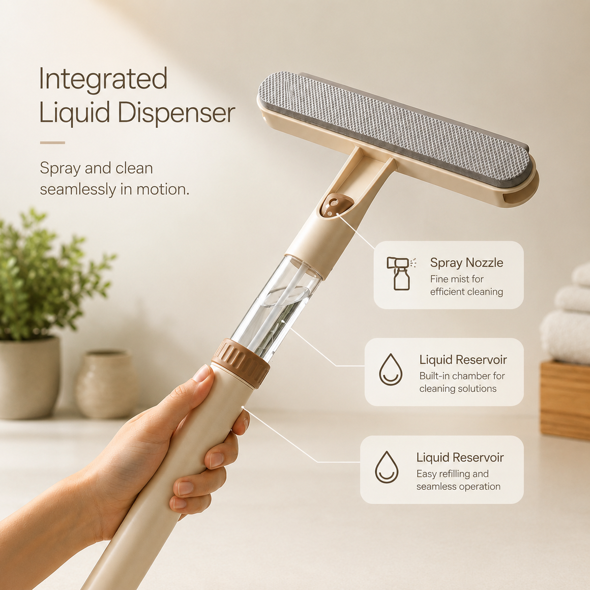 Multifunction Extendable Handle Glass Cleaning Brush with Hidden Crevice Brush