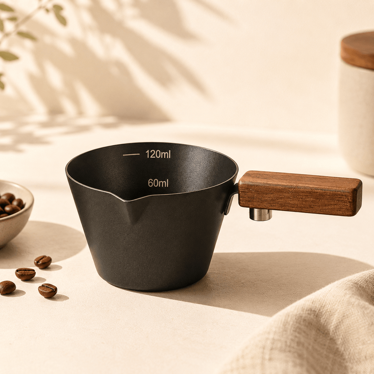 Homero Stainless Steel Espresso Shot Cup with Wooden Handle