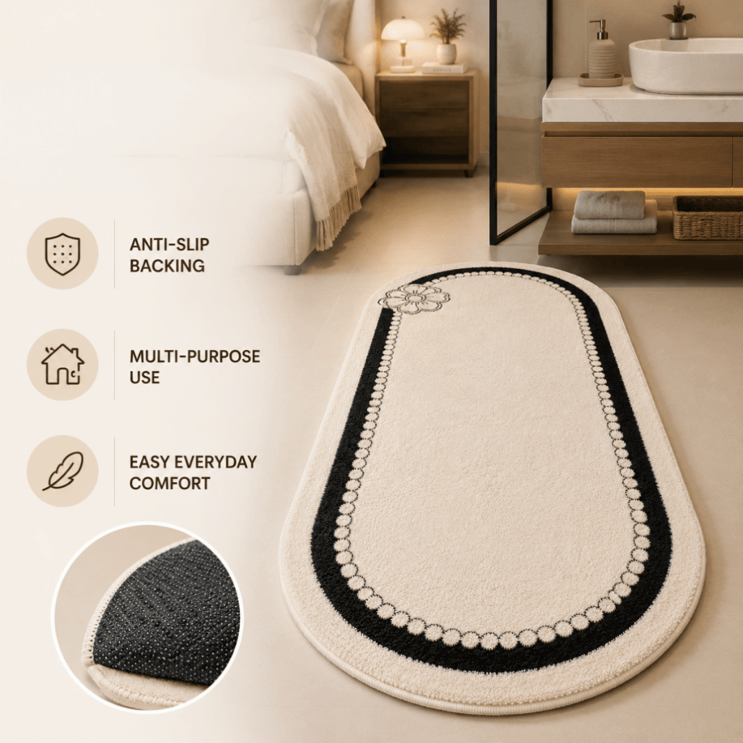 Homero Ultra Soft Cashmere Touch Bedroom Mat Non Slip Surface