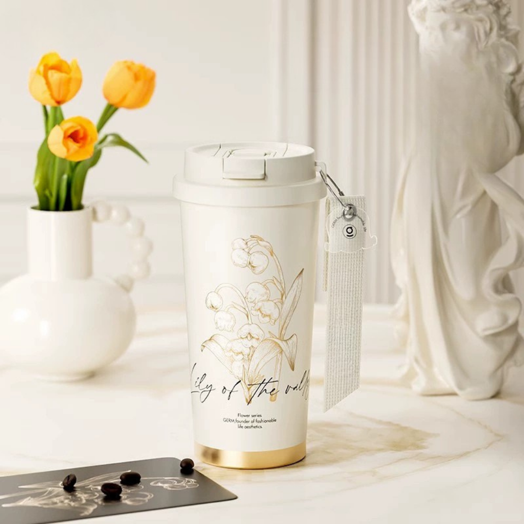 Homero Floral Dual Drinking Design Premium Insulated Tumbler - 500ml