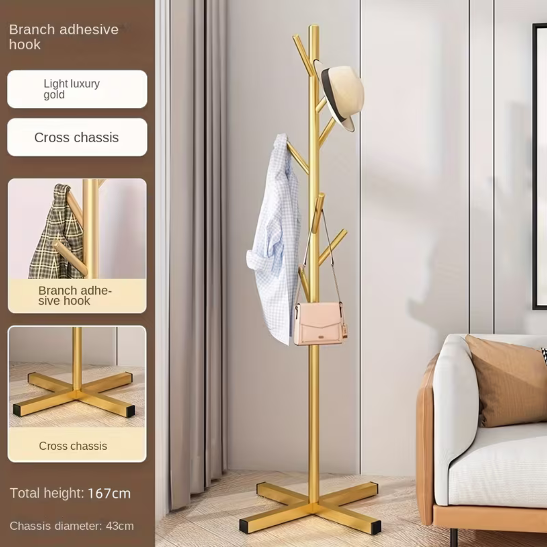 Heavy Duty Freestanding Coat Stand Metal Clothes Hanger - 8 Hooks 167 cm