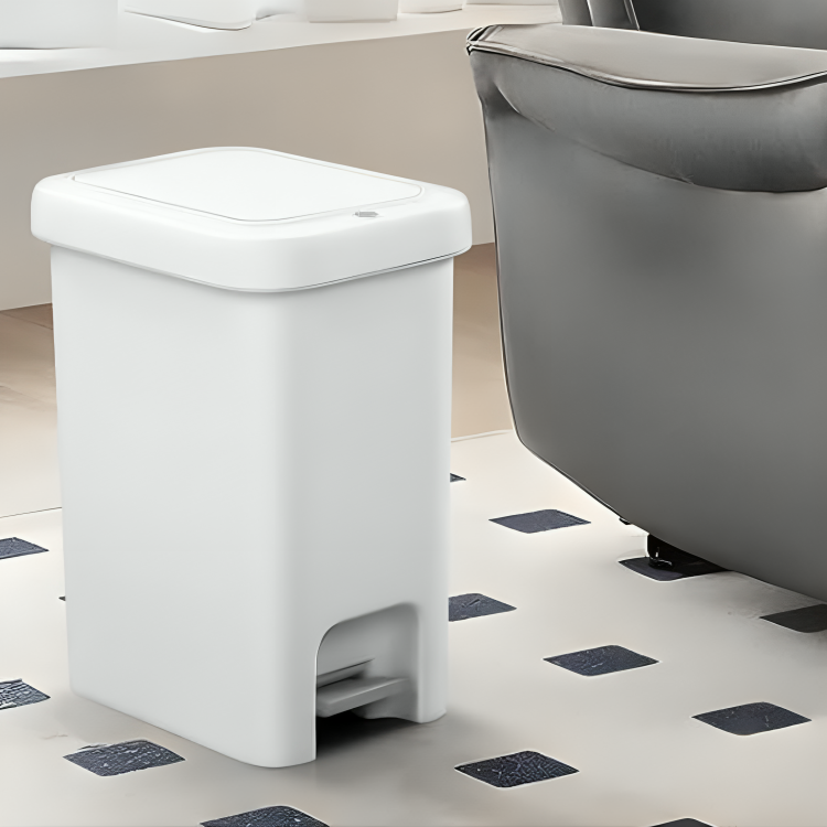 HOMERO Compact Pop Up Lid Pedal Dual Opening Trash Can